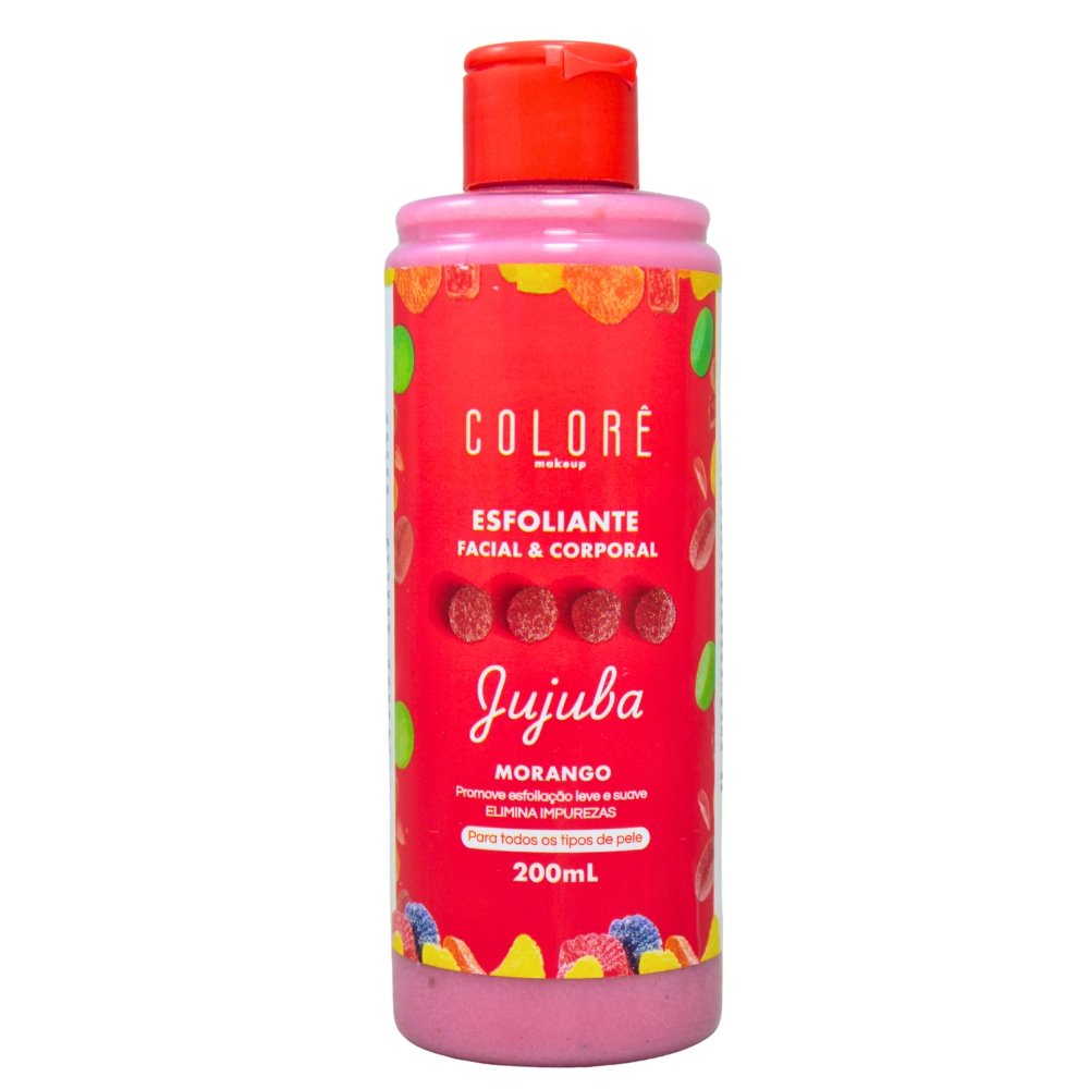 Esfoliante Facial e Corporal Jujuba Morango 200ml - Coloré Makeup